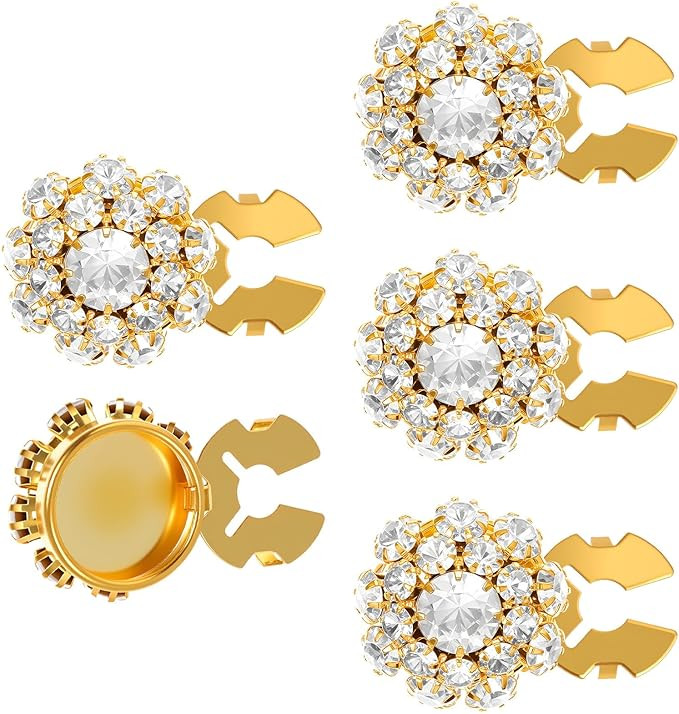 5 Pcs Button Covers, Button Covers for Women Blouses Rhinestone Crystal Detachable Cover Clip-On ... | Amazon (US)