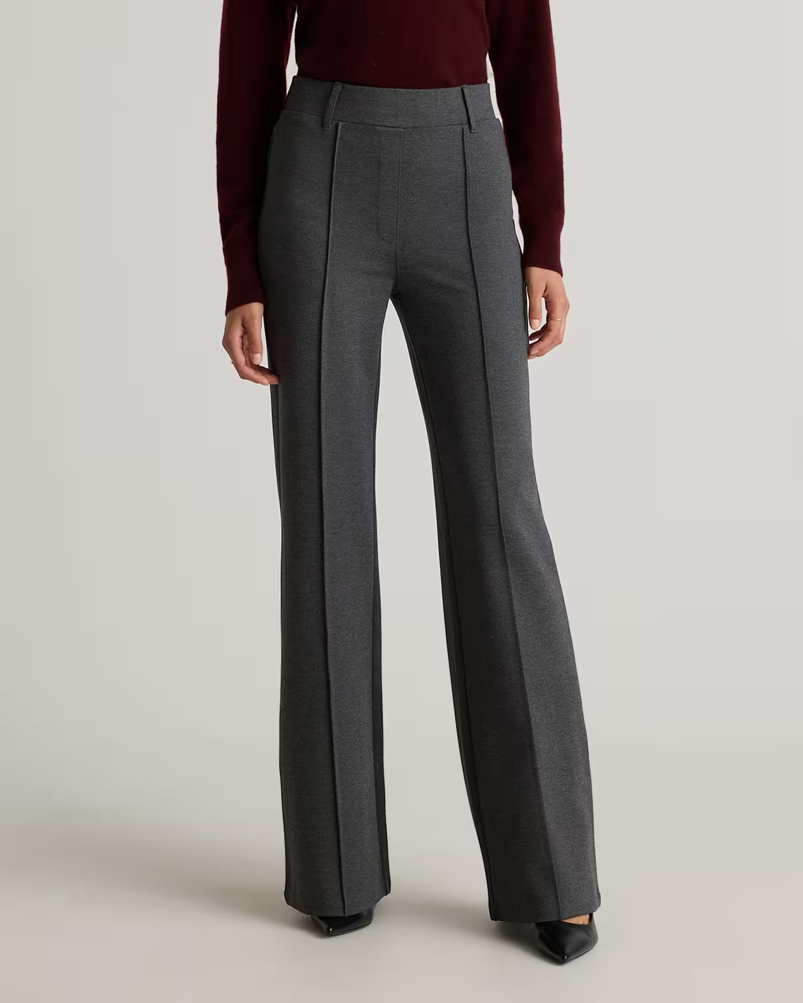 Ultra-Stretch Ponte Flare Leg Pants in Charcoal | Quince