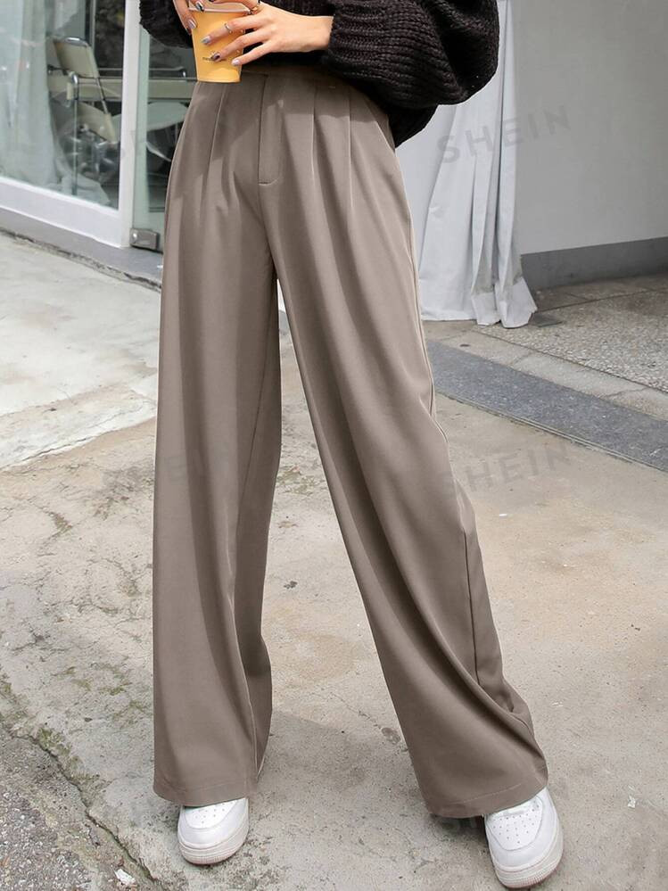 DAZY Plain Color Straight-Leg Casual Business Pants | SHEIN