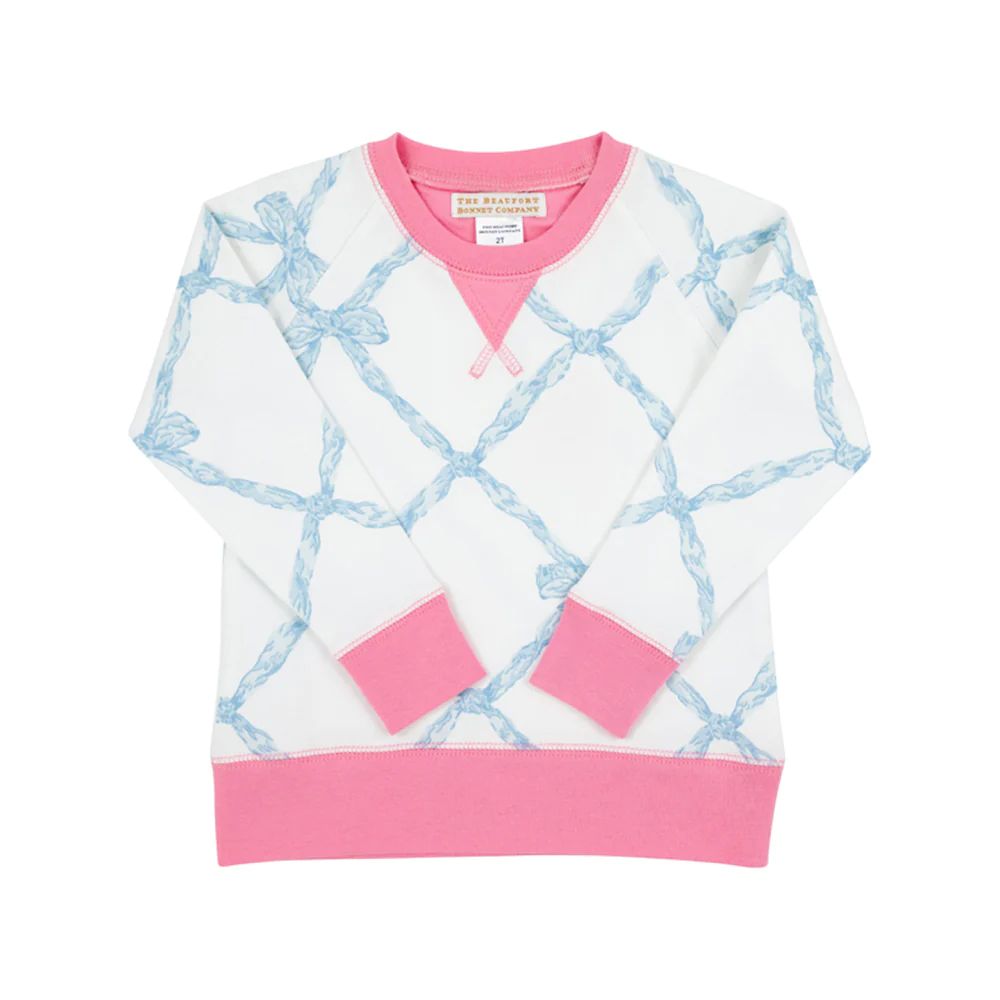 Cassidy Comfy Crewneck - Buckhead Blue Belle Meade Bow with Hamptons Hot Pink | The Beaufort Bonnet Company