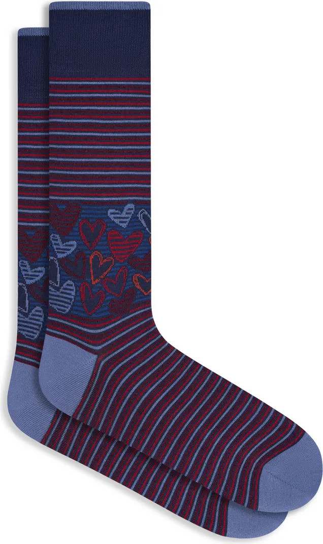 Stripe & Heart Mercerized Cotton Blend Dress Socks | Nordstrom