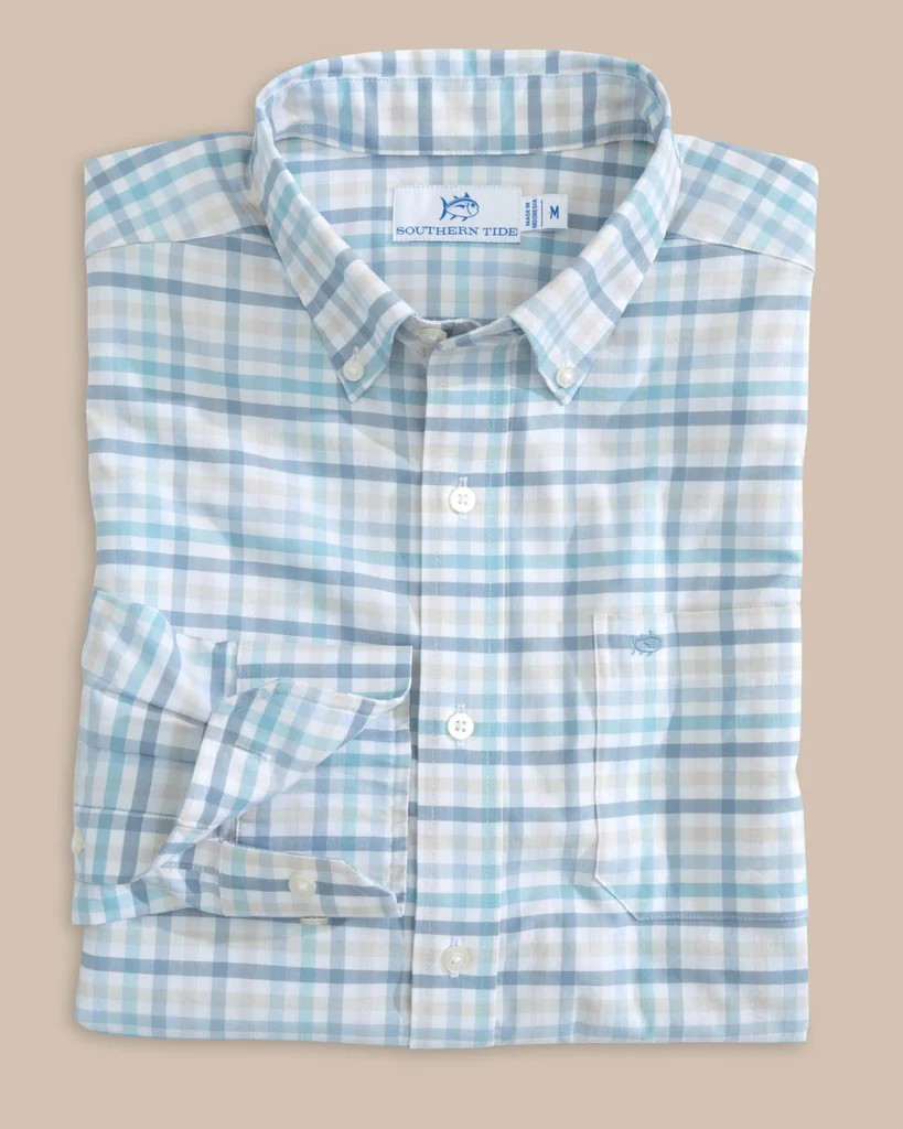 Coastal Passage Pelham Gingham Long Sleeve Sport Shirt | Southern Tide