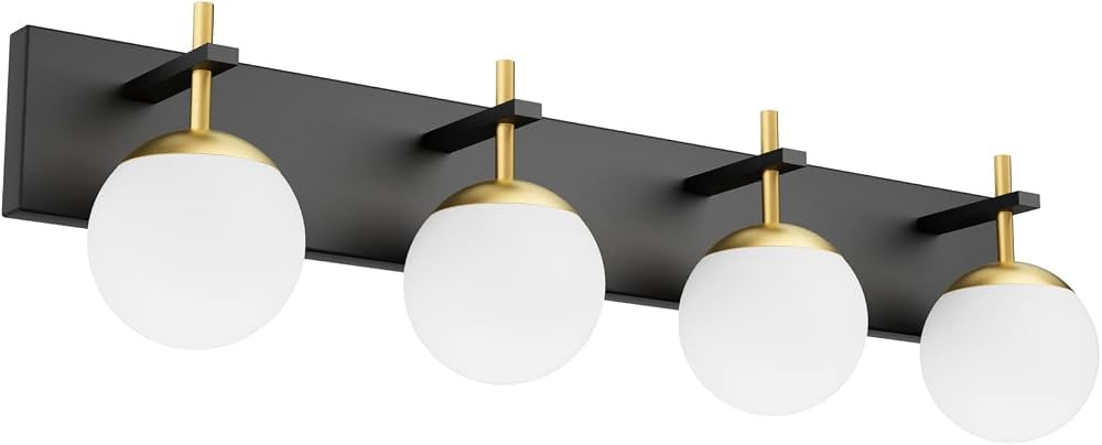 Ralbay Mid Century Modern Vanity Lights for Bathroom 4-Light Milky Glass Globe Modern Bathroom Va... | Amazon (US)