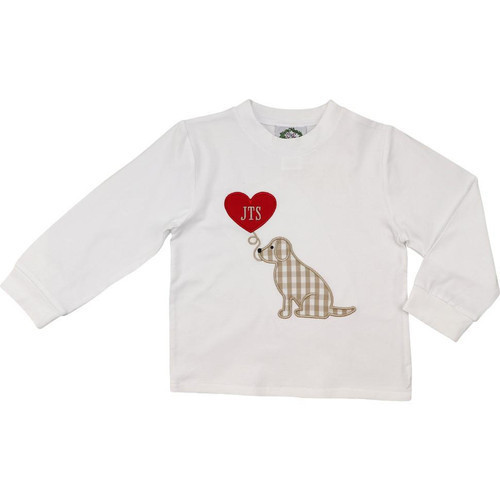 White Knit Dog And Valentine Shirt | Cecil and Lou