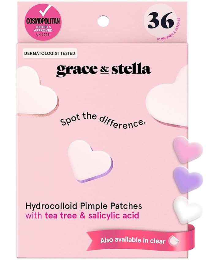 grace & stella Award Winning Pore Strip - Pimple Patches for Face - Heart Hydrocolloid Zit Sticke... | Amazon (US)