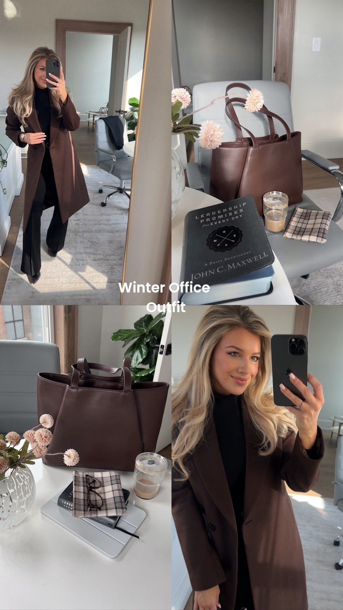 LOVING this basic elevated winter office outfit! Soo affordable and chic! These trousers fit like a glove! Also love pairing black and brown together 🫶🏻 

Wearing XS in all pieces 

#LTKWorkwear #LTKFindsUnder50