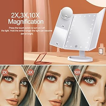 Makeup Mirror Vanity Mirror with Lights, 2X 3X 10X Magnification, Lighted Makeup Mirror, Touch Co... | Amazon (US)