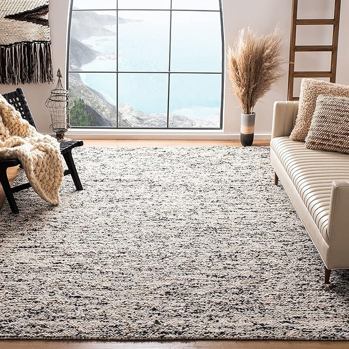 SAFAVIEH Natura Collection Area Rug - 9' x 12', Beige & Grey, Handmade Wool, Ideal for High Traff... | Amazon (US)