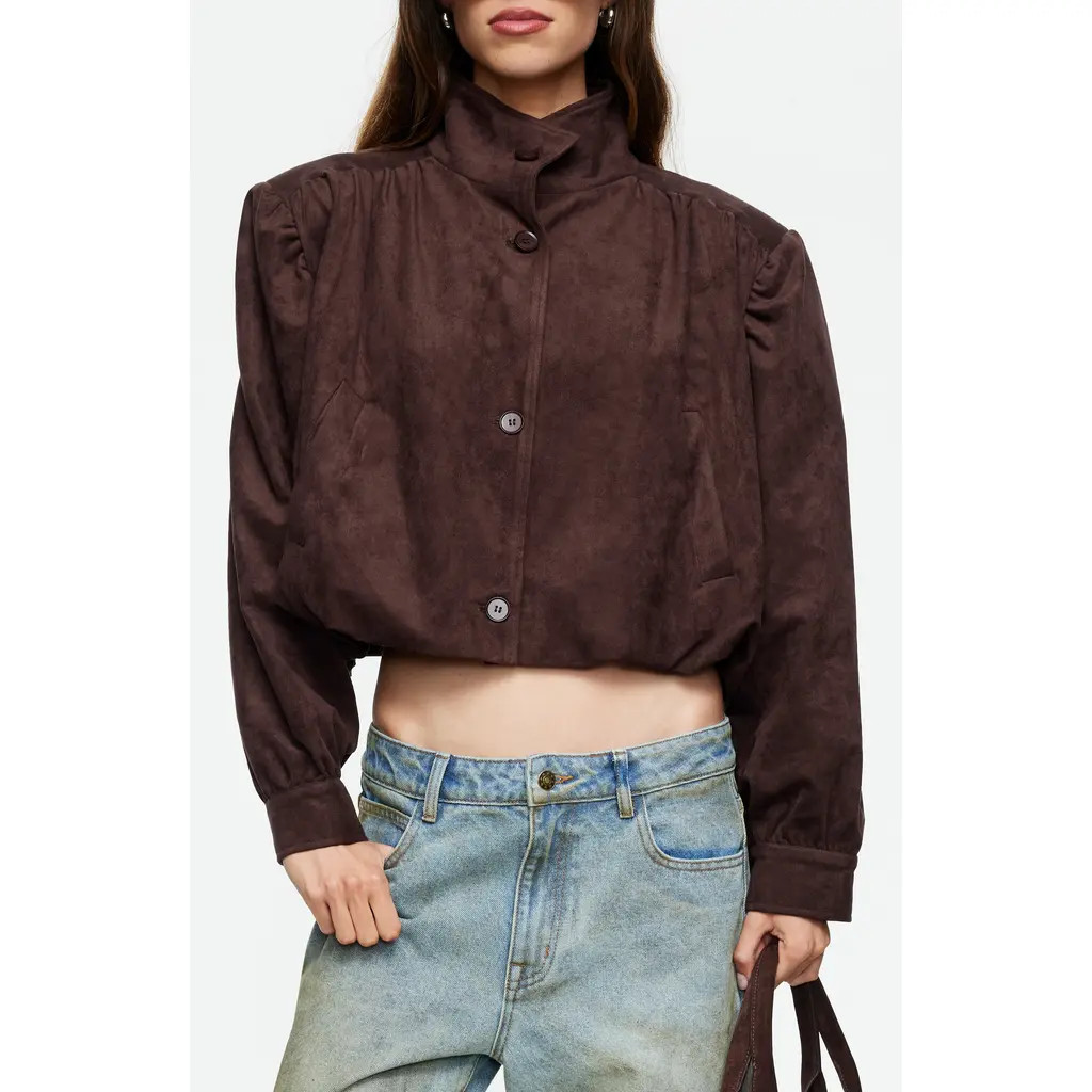 LIONESS Luminous Faux Suede Jacket in Chocolate at Nordstrom, Size Large | Nordstrom