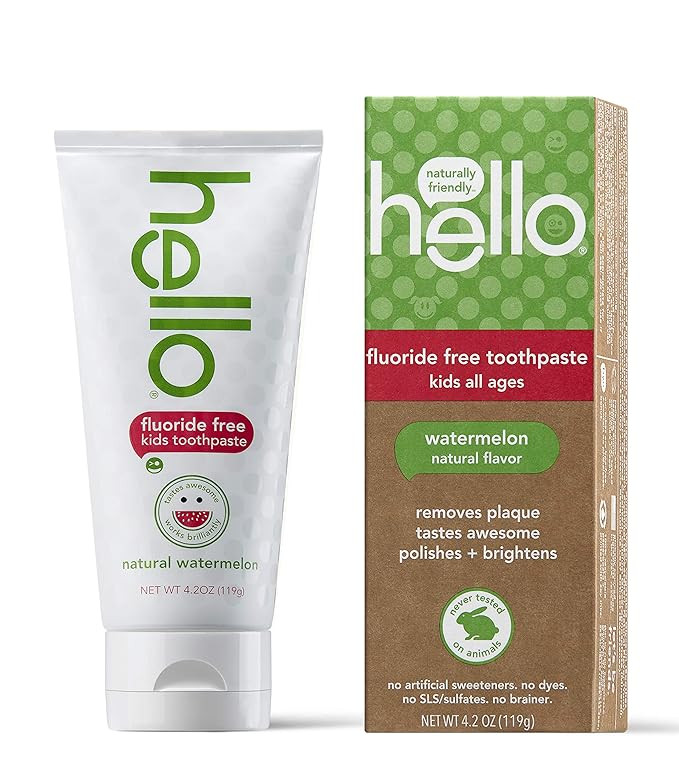 Hello Oral Care Kids Fluoride Free and SLS Free Toothpaste, Natural Watermelon, 4.2 Ounce | Amazon (US)