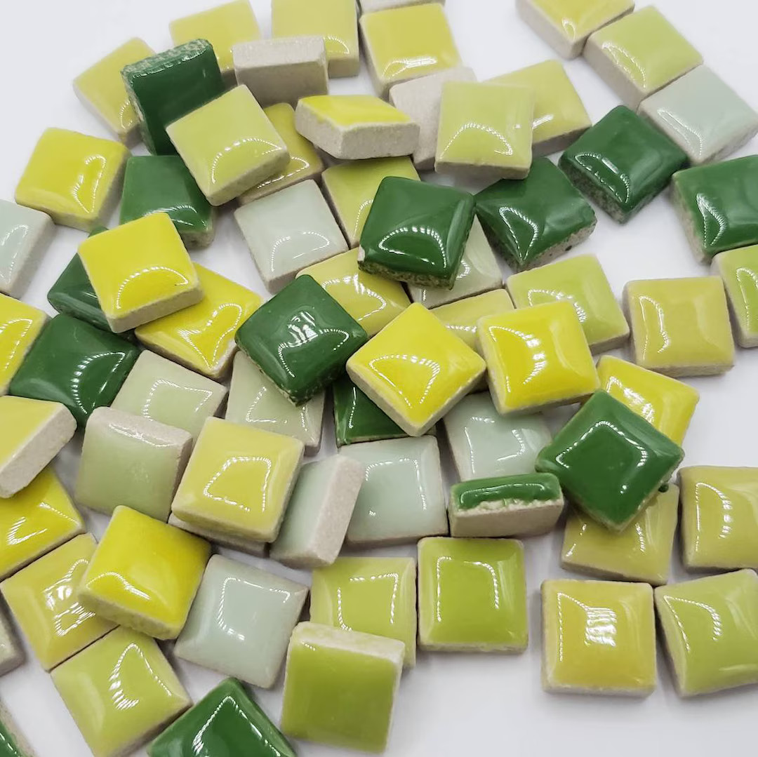 Glazed Ceramic Mosaic Tiles in Shamrock Green Mix 12 Mm - Etsy | Etsy (US)