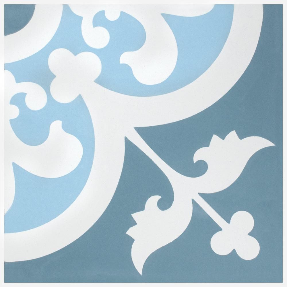 Cemento Empress Ocean Encaustic 7-7/8 in. x 7-7/8 in. Cement Handmade Floor and Wall Tile | The Home Depot