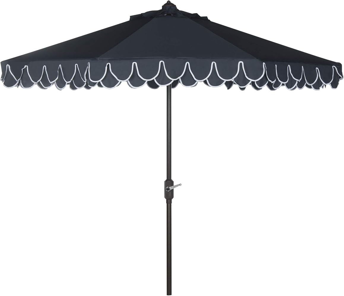 SAFAVIEH PAT8006A Outdoor Collection Elegant Valance Auto Tilt Umbrella, 9', Navy/White | Amazon (US)