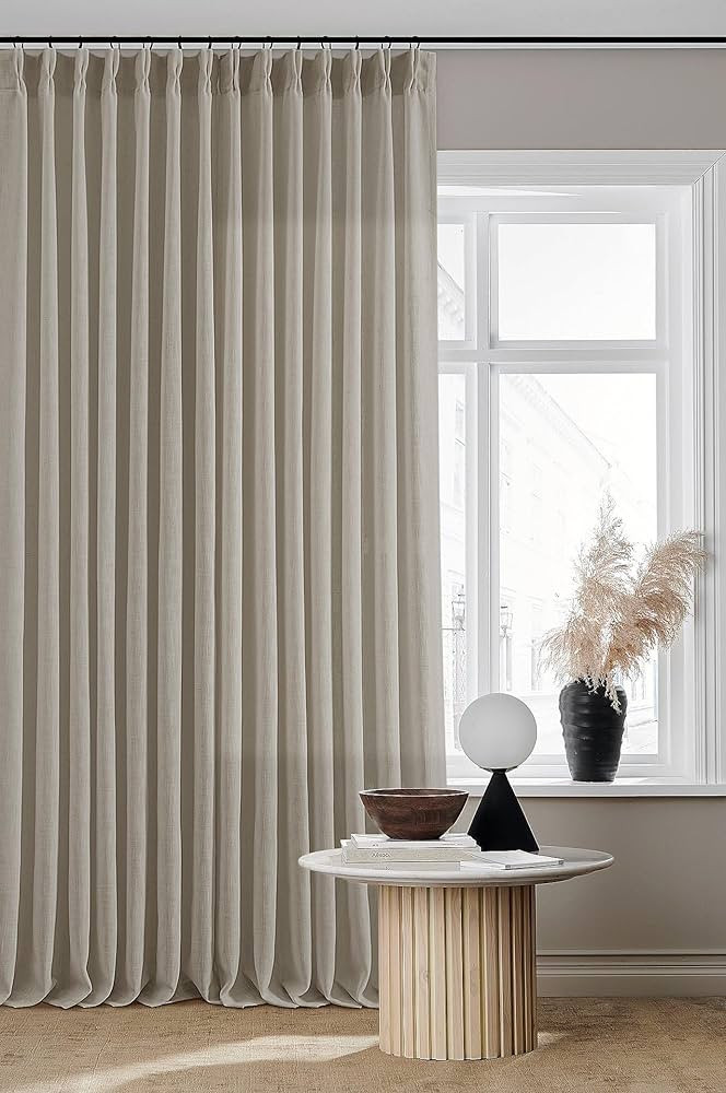 102 Inch Long Curtains Pinch Pleat Linen Curtains for Living Room Bedroom 2 Panels Tan Brown Burl... | Amazon (US)