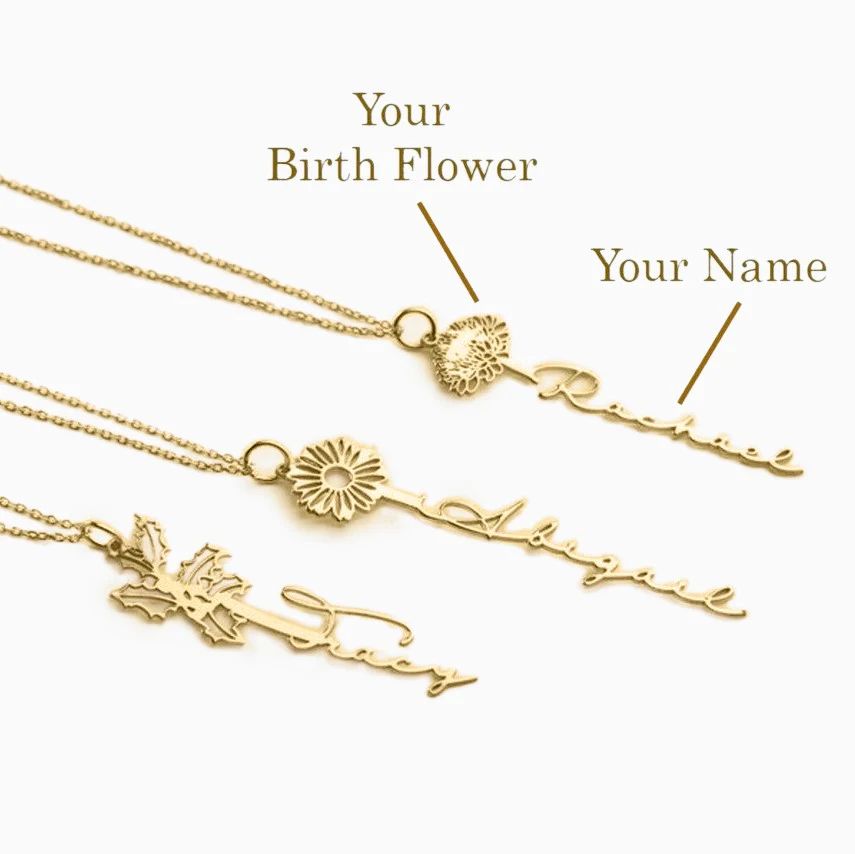 Birth Flower Name Necklace | Mint & Lily