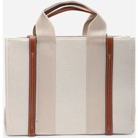Margaret Canvas Stripe Tote Bag in Light Brown with Cross Body Strap | PrettyLittleThing UK