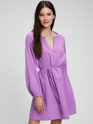 Crinkle Gauze Tie-Waist Mini Dress | Gap (US)