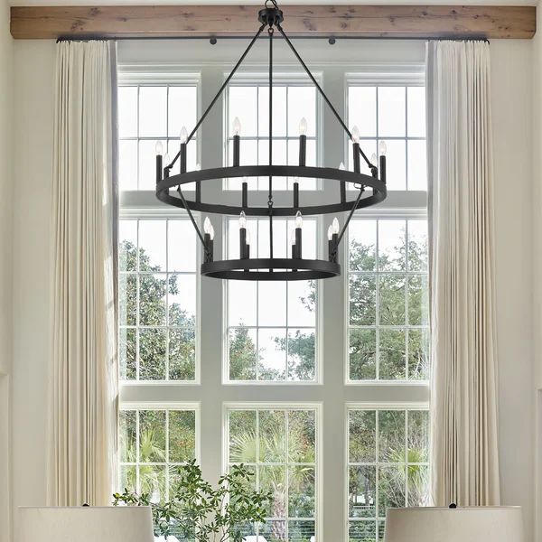 Glantz 20 - Light Candle Style Wagon Wheel Chandelier | Wayfair North America