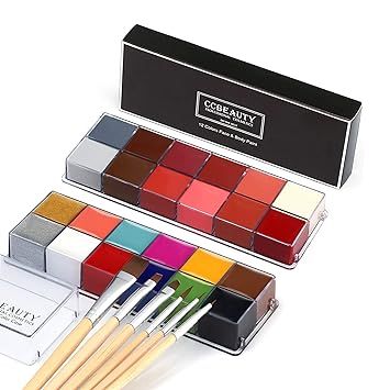 CCbeauty Professional Face Paint Oil 24 Colors Body Art Party Fancy Make Up with 6 Wooden Brushes | Amazon (US)