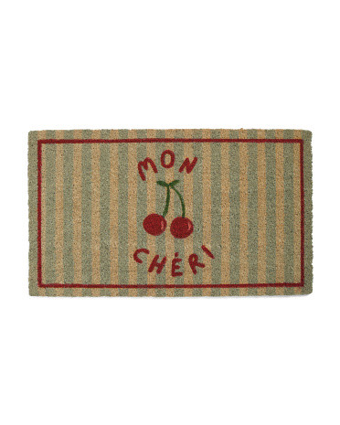 20x34 Mon Cheri Striped Cherries Coir Doormat | Marshalls