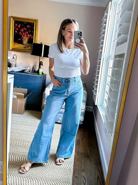 These wide leg jeans are so fun and the short length is perfect in my petite frame. I ordered the Curve Love fit for extra room in my hips and glutes  

#LTKSpringSale #LTKSeasonal #LTKstyletip