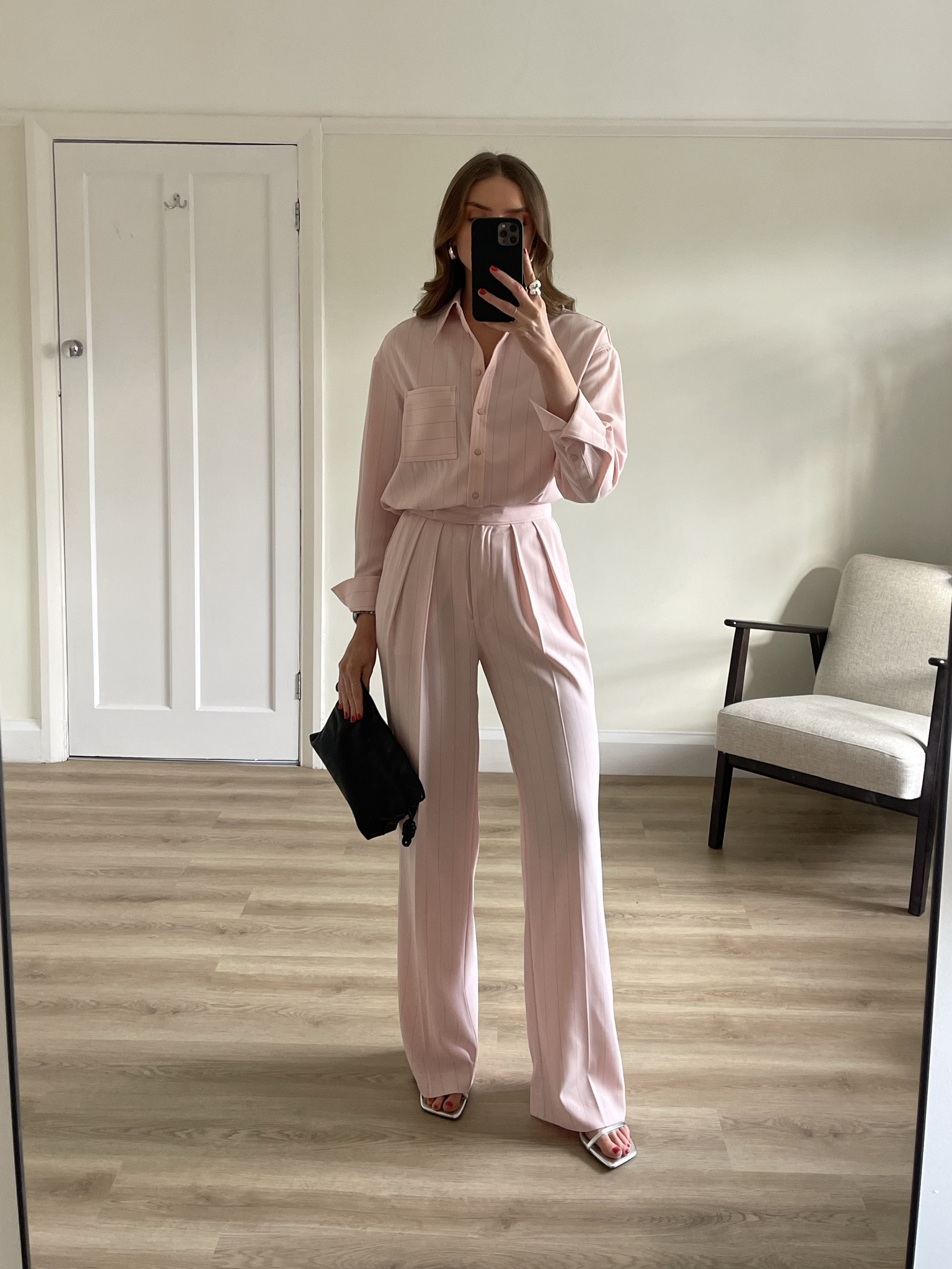 Pink co-ord outfit 
Wearing a small in the Mint Velvet pink shirt
And an XS long in the matching trousers
I’m 5ft 6 in height 
Topshop via ASOS silver heels
Loewe black mini flamenco bag
Bottega solver dupe earrings 
Michael Kors silver watch 

Baby shower outfit
Brunch outfit
International women’s day outfit 
Mother’s Day outfit 
Pink outfit 

#LTKstyletip #LTKeurope #LTKSeasonal