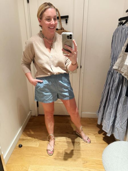 J.Crew Summer Try On: denim linen blend pull on shorts + cashmere long-sleeve cardigan. Perfect for summer beach nights 🙌🏼

Also linking our favorite wrap sandals from Amazon - we all have several pairs 💪🏼




Summer outfit
Wrap sandals
Denim shorts


#LTKSeasonal #LTKStyleTip #LTKOver40