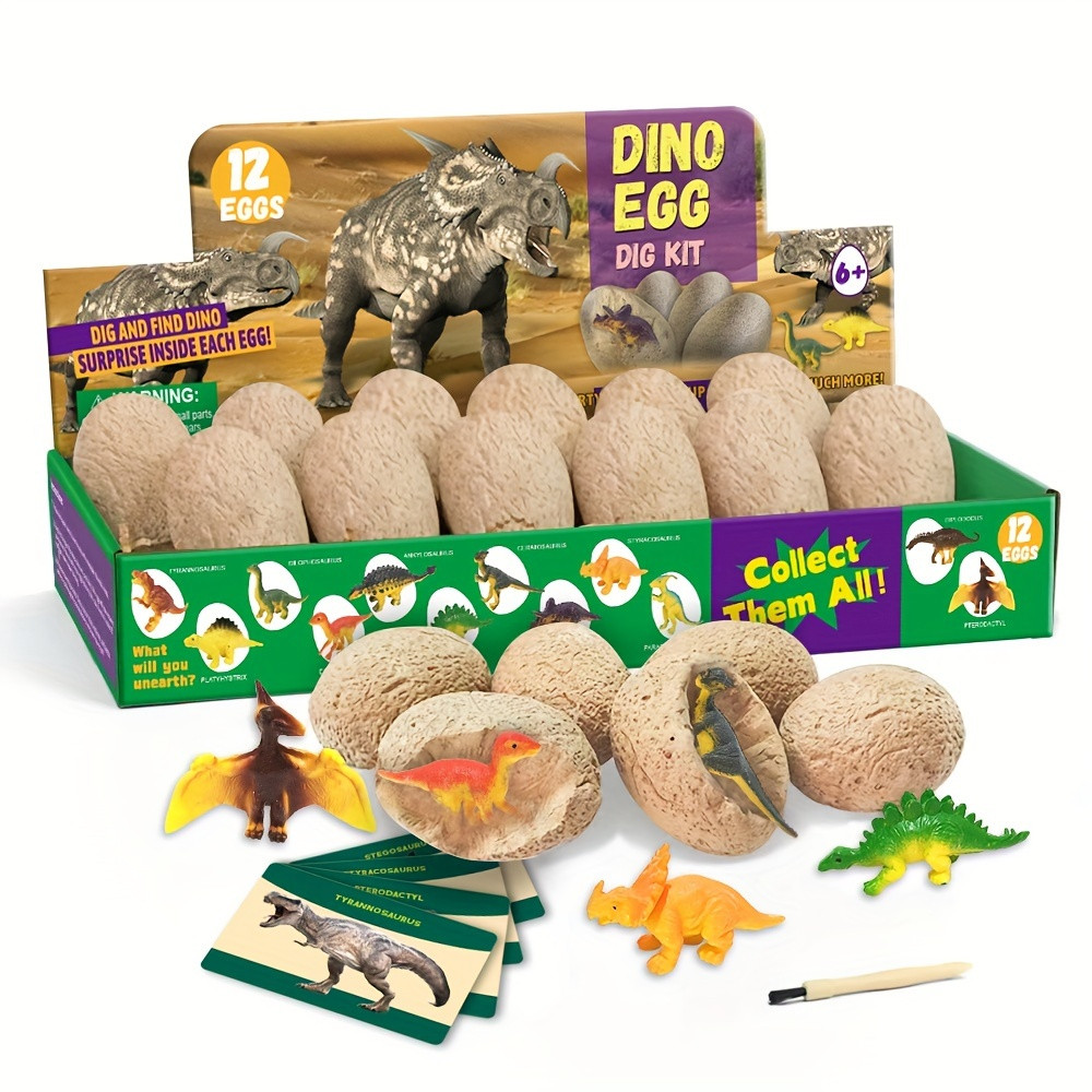 12 Unique Dinosaur Eggs Excavation Kit - Uncover Hidden Dinosaurs, Educational Dino Toys for Boys... | Temu Affiliate Program