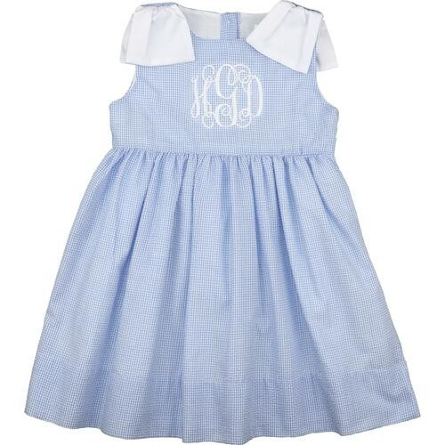 Blue Gingham Seersucker Bow Dress | Cecil and Lou