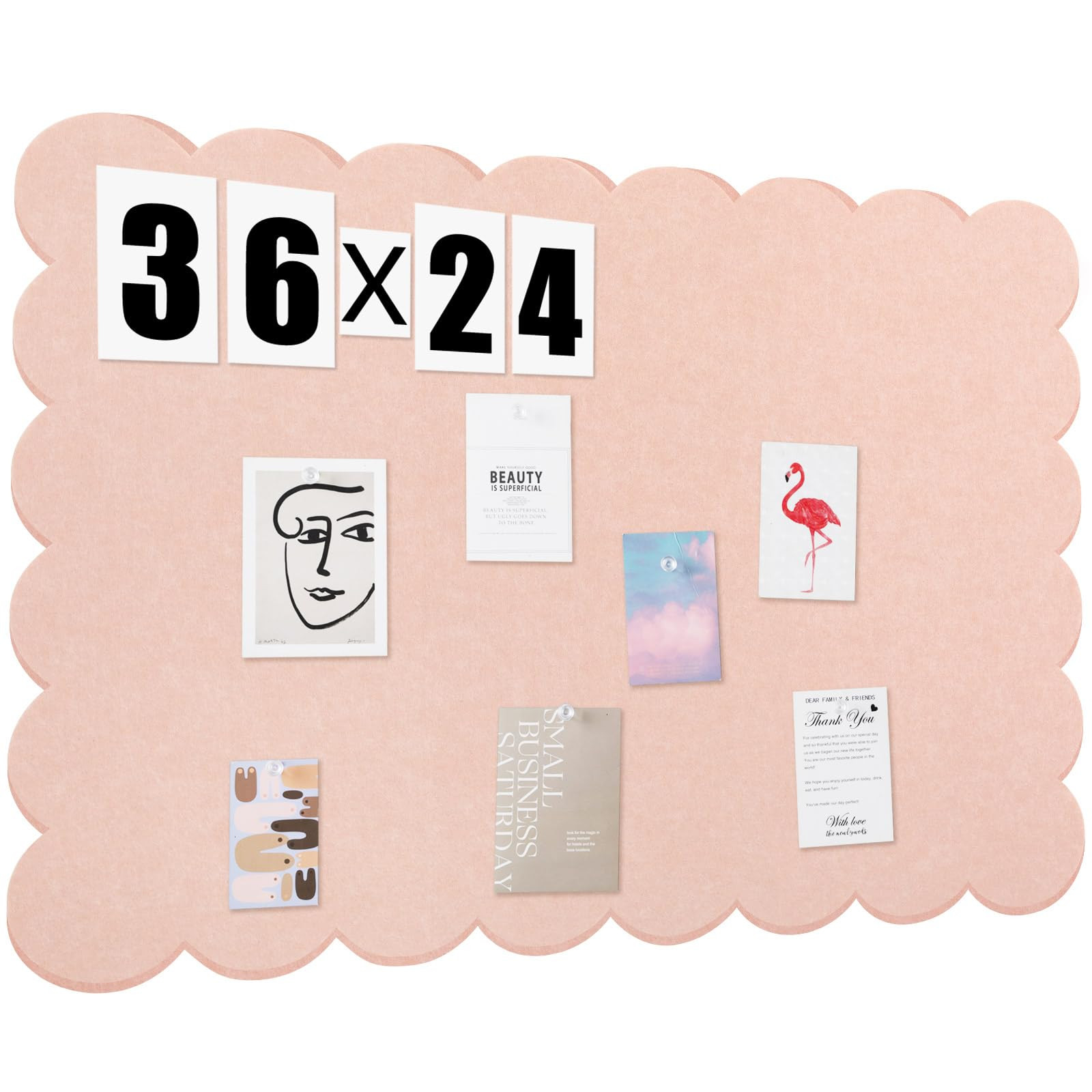 Scalloped Felt Bulletin Board 36 x 24 Inches Foldable Flesh Pink Pin Cork Board Alternative for W... | Amazon (US)
