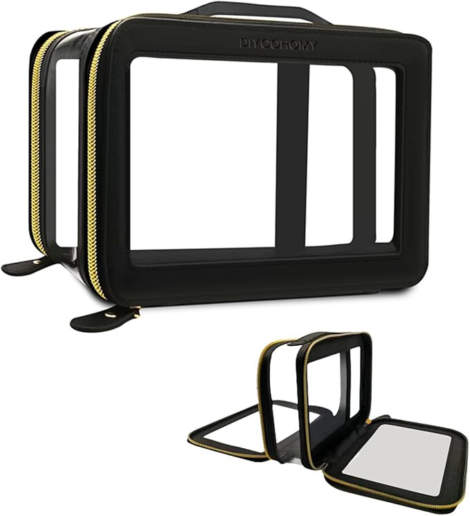 DIYOOHOMY Clear Makeup Bags With Zipper Black Clear Cosmetic Small Make Up Case Compartments Brus... | Amazon (US)