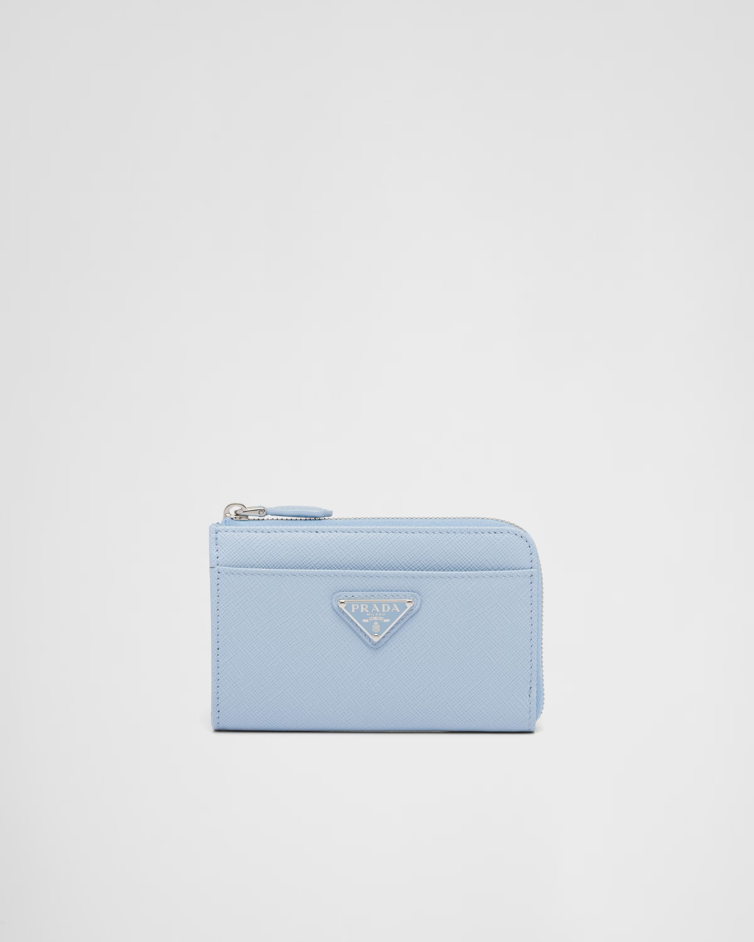 Pale Blue Saffiano Leather Keychain | PRADA | Prada US