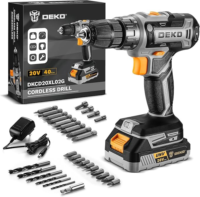 Power Drill Cordless: DEKO PRO Cordless Drill 20V Electric Power Drills Set Tool Drills Cord-less... | Amazon (US)