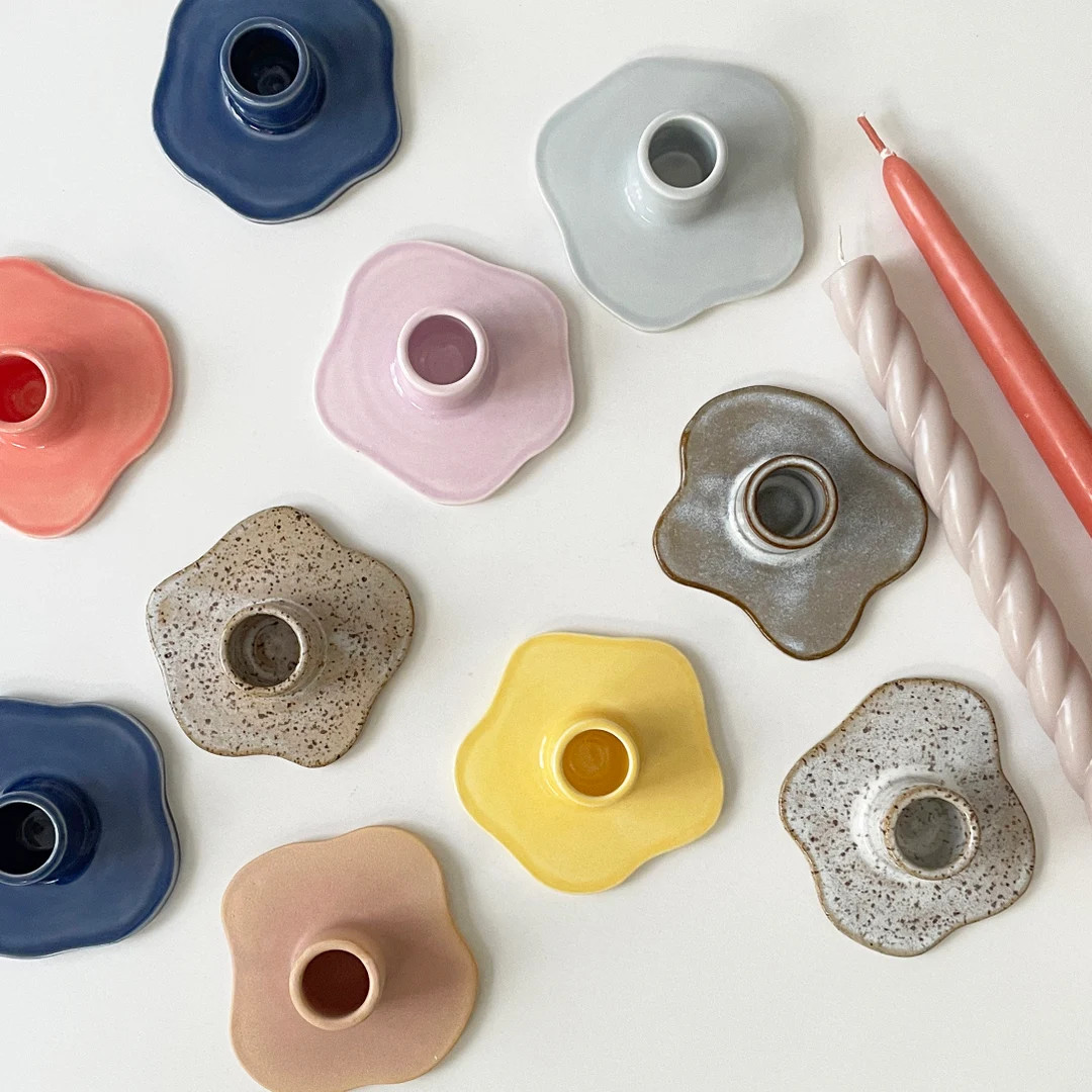 Handmade Ceramic One of a Kind Blob Taper Candle Holder - Etsy | Etsy (US)