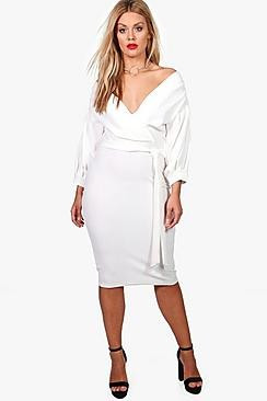 Plus Off The Shoulder Wrap Midi Dress | Boohoo.com (US & CA)