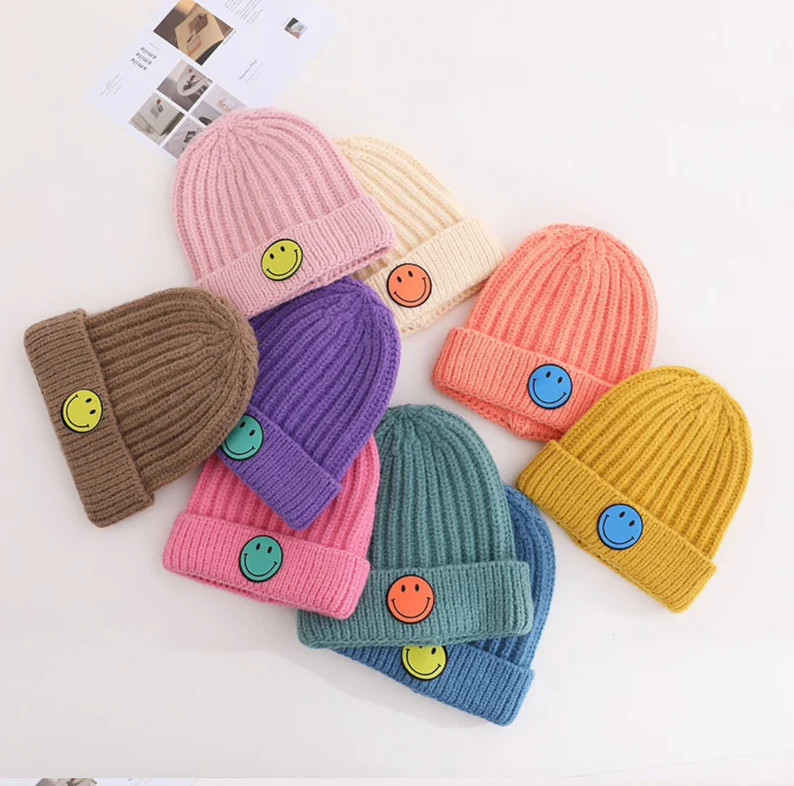 Children's Smiley Face Beanie Children's Winter Hat | Etsy | Etsy (US)