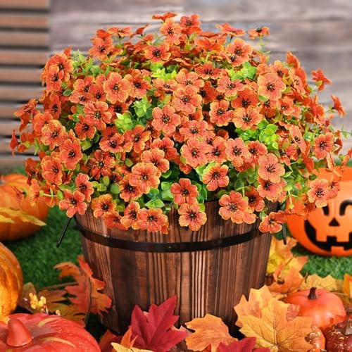 Fall Decor, Fake Mums, Fall Flowers, UV Resistant Artificial Mums for Outdoors, 12 Bundles Faux M... | Amazon (US)