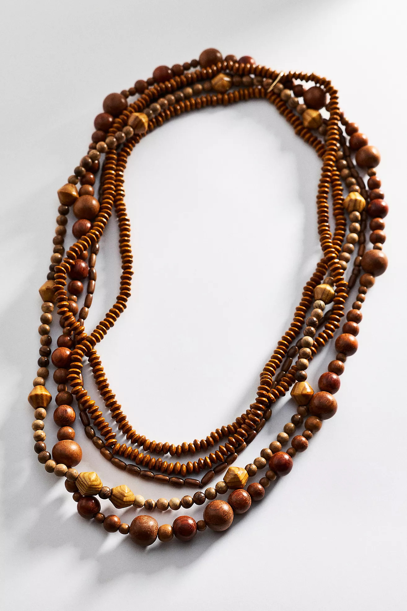 Boho Layered Wood Bead Necklace | Anthropologie (US)