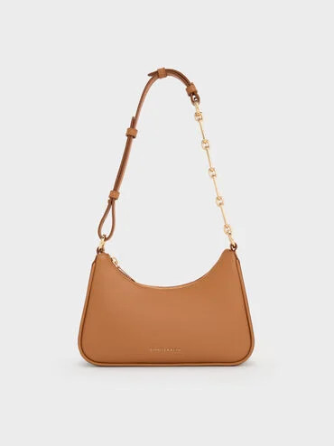 Lane Chain-Link Shoulder Bag
    
         - Russet Brown | Charles & Keith US