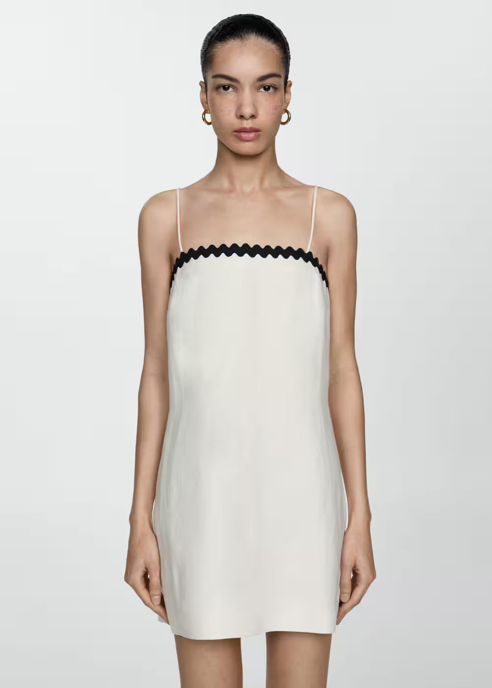 Linen dress with contrasting details -  Women | Mango USA | MANGO (US)