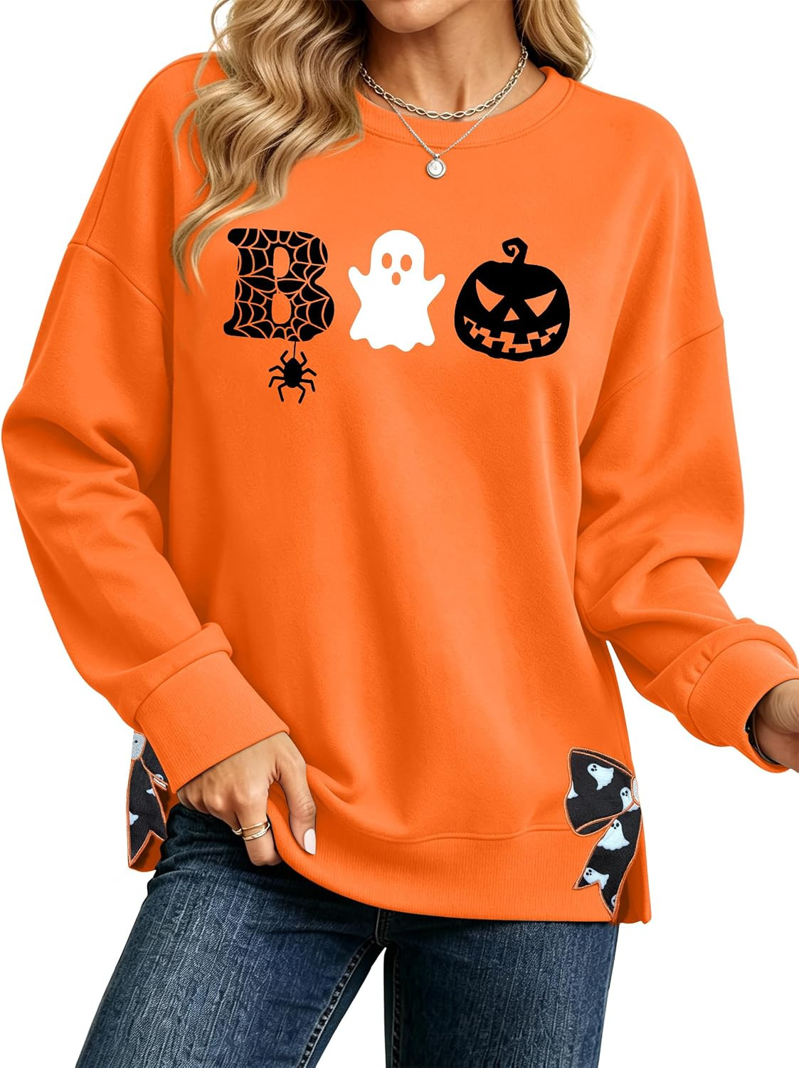 PECHAR Halloween Sweatshirts Women: Women Cute Boo Ghost Graphic Shirt | Amazon (US)