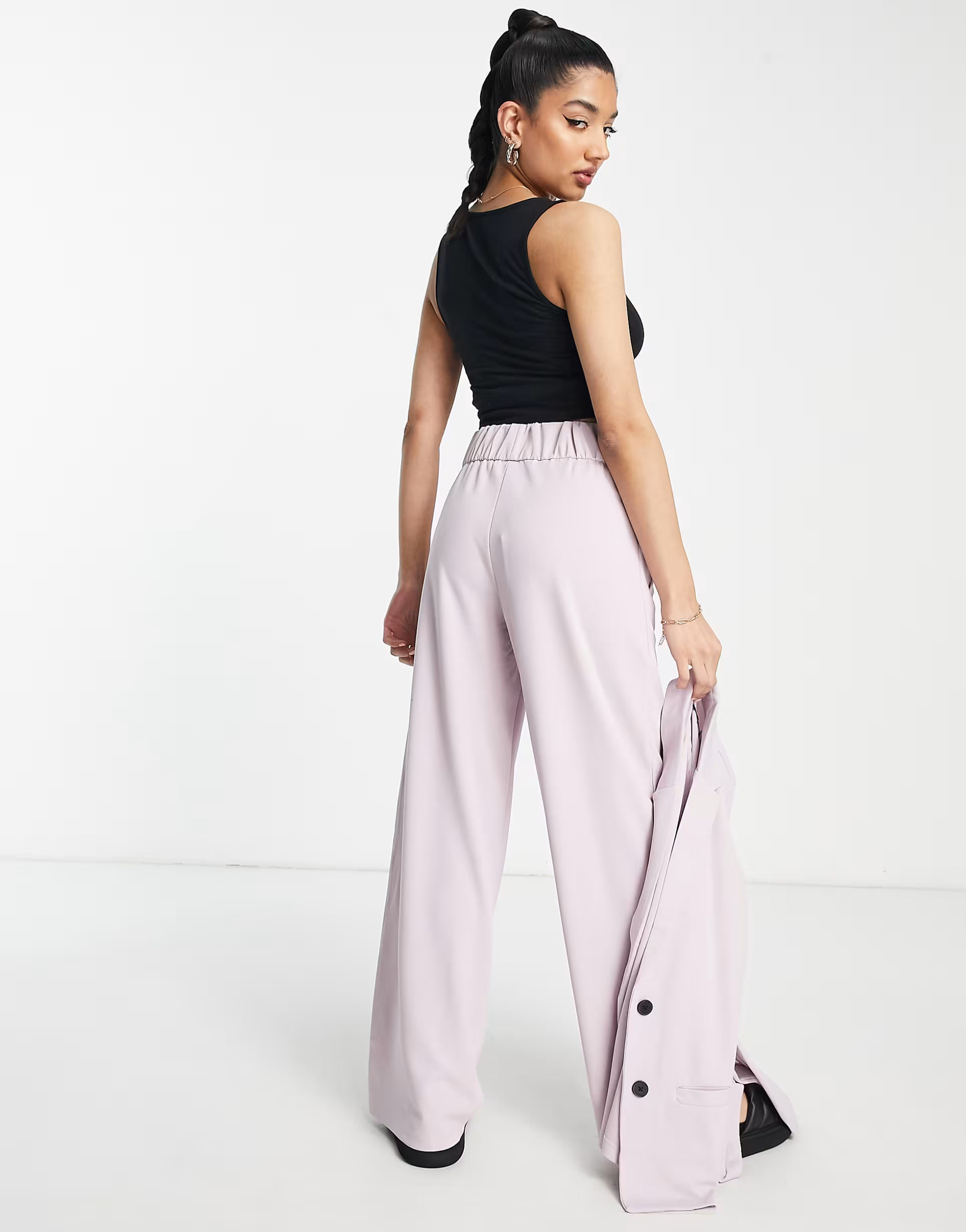 JDY wide leg tailored pants in lilac | ASOS (Global)
