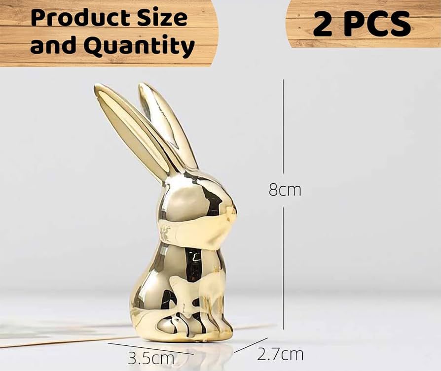 Hananona 2 Pcs Ceramic Animal Bunny Figurines Ornaments, Gold Ceramic Rabbit Bunny Rings Holder E... | Amazon (US)