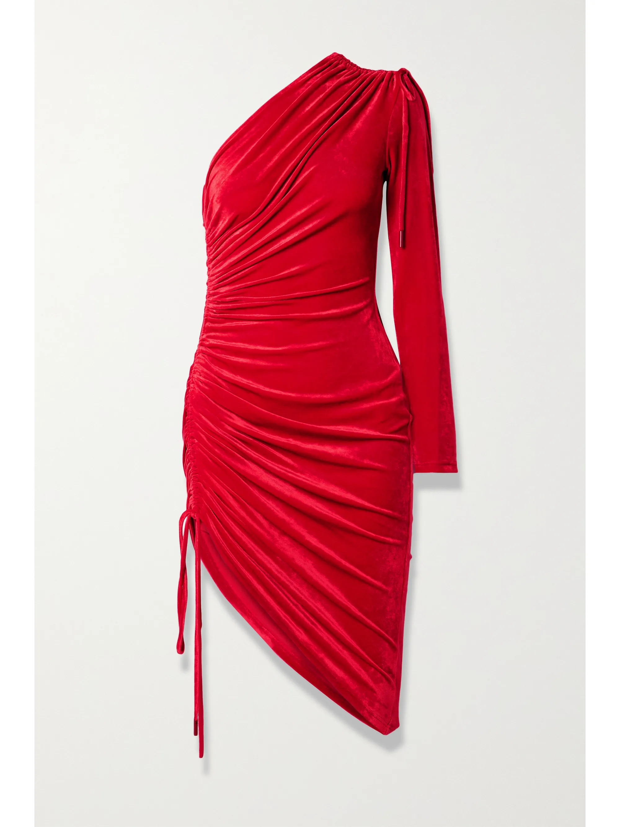 Red One-sleeve ruched velvet mini dress | Monse | NET-A-PORTER | NET-A-PORTER (UK & EU)