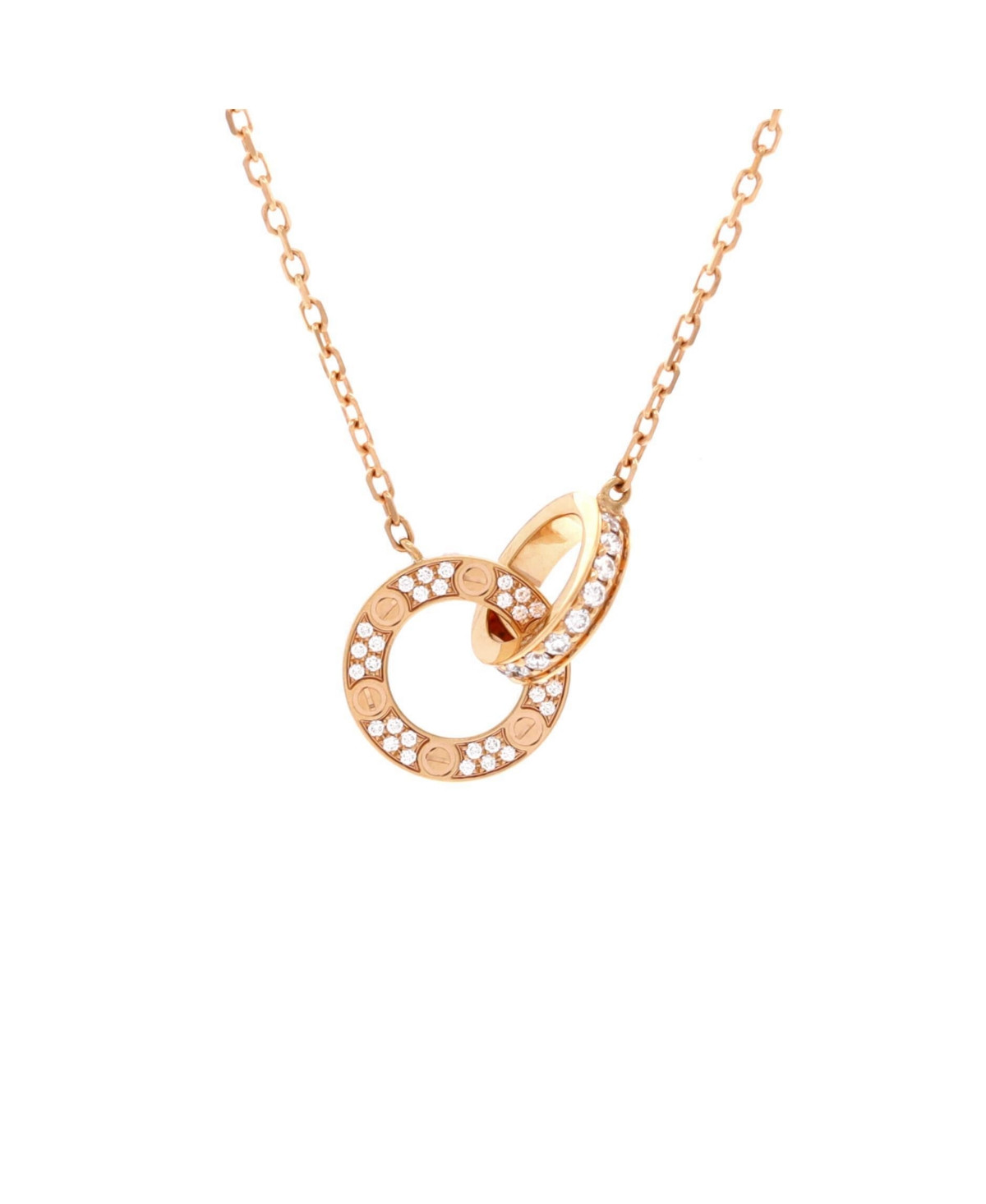 Pre-Owned Cartier Love Interlocking Pave Necklace - 18k rose gold | Macy's