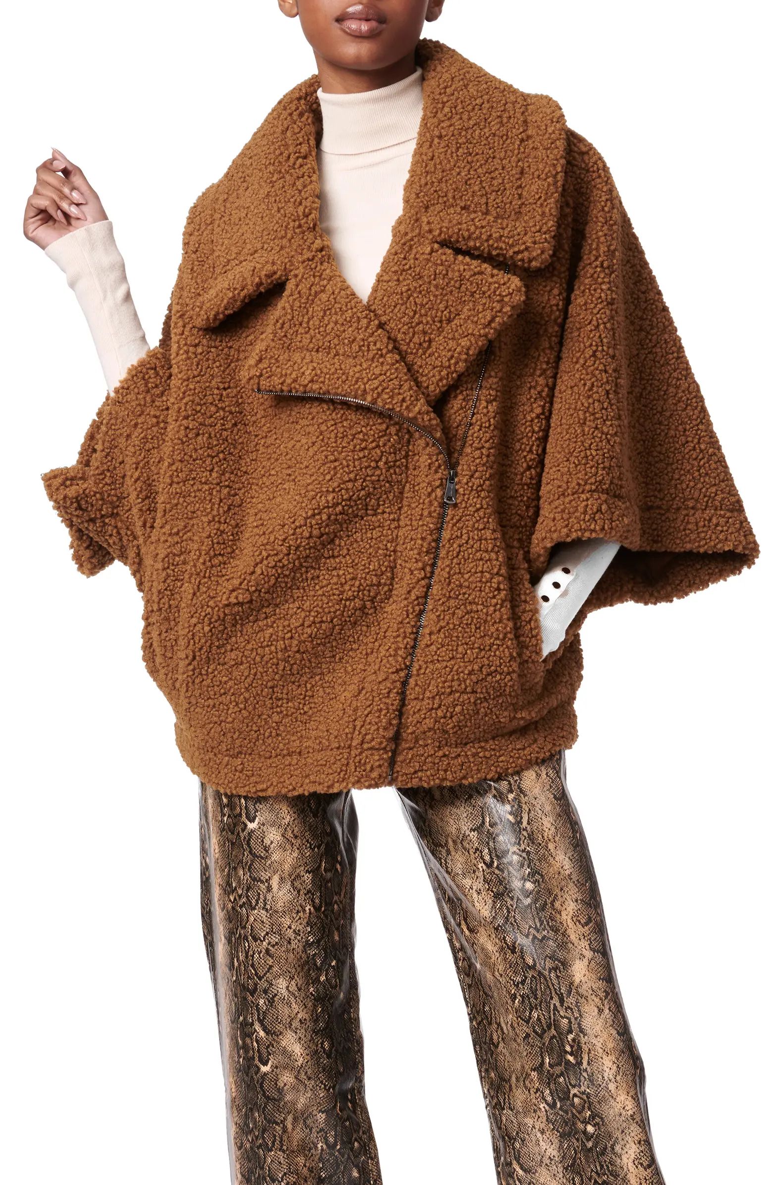 Bernardo Faux Shearling Cape Jacket | Nordstrom | Nordstrom