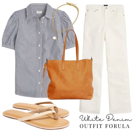 Spring outfit formulas with my favorite white denim from J. Crew Factory  

#LTKstyletip #LTKover40 #LTKsalealert