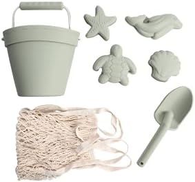BraveJusticeKidsCo. | Silicone Summer Kids Beach Set | Toddlers and Baby Sandbox Toys (Dusty Mint) | | Amazon (US)