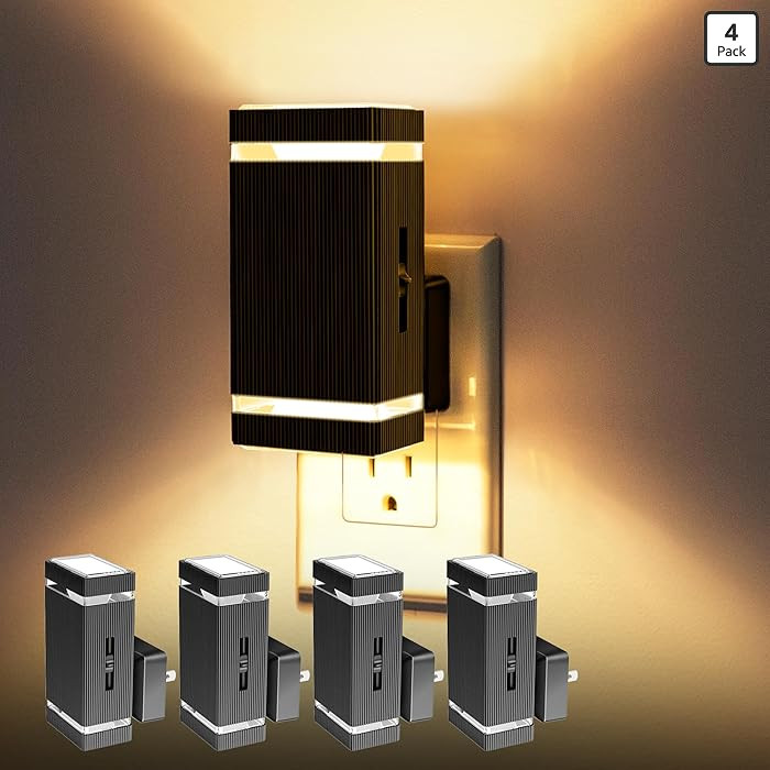 DORESshop Dimmable LED Night Light Plug in [4 Pack], Night Lights Plug into Wall with Dusk-to-Daw... | Amazon (US)