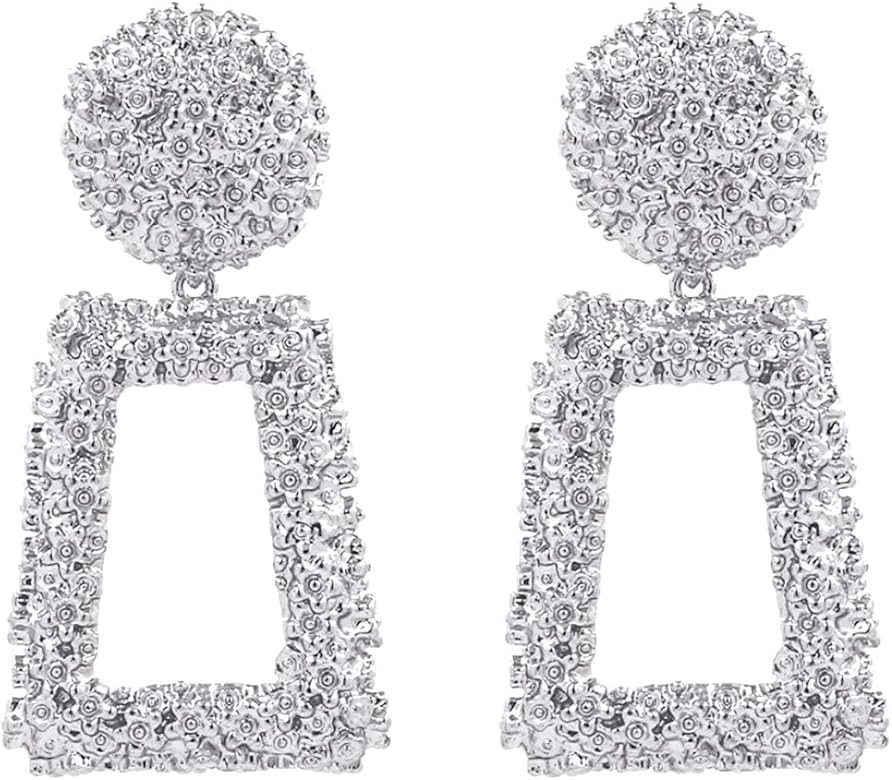 KELMALL Extra Large Geometric Hoops Earrings, 18K Gold Oversized Wavy Raised Statement Earrings f... | Amazon (US)